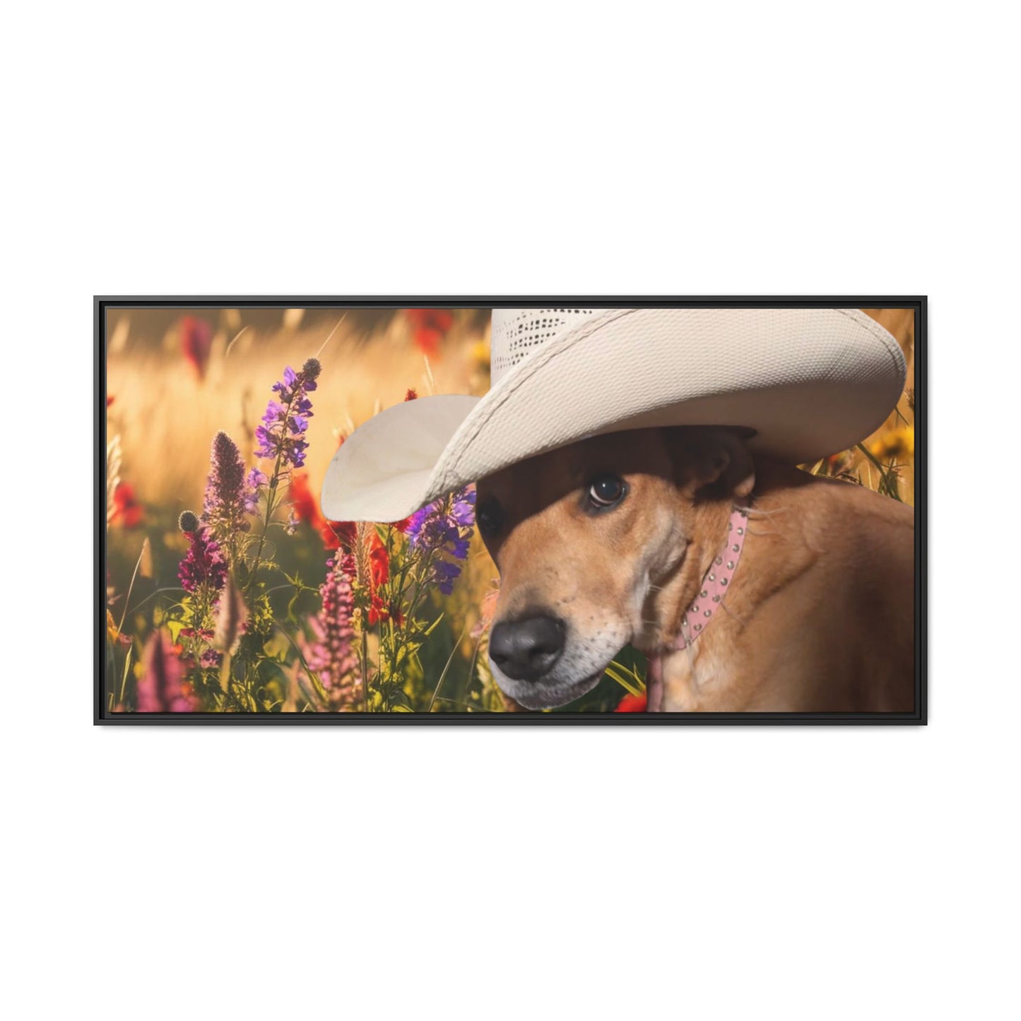 Canvas Wall Art - Peek-a-Boo Cowgirl Fanny in the flowers