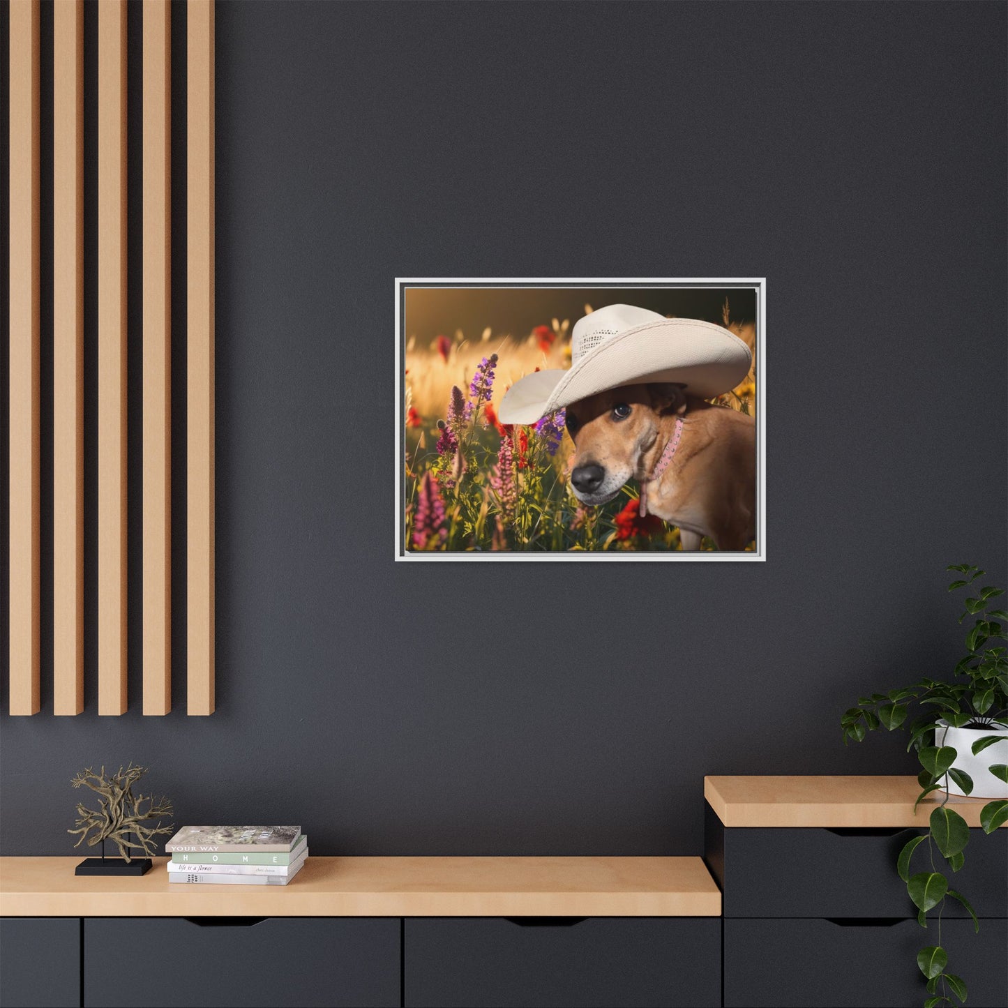 Canvas Wall Art - Peek-a-Boo Cowgirl Fanny in the flowers