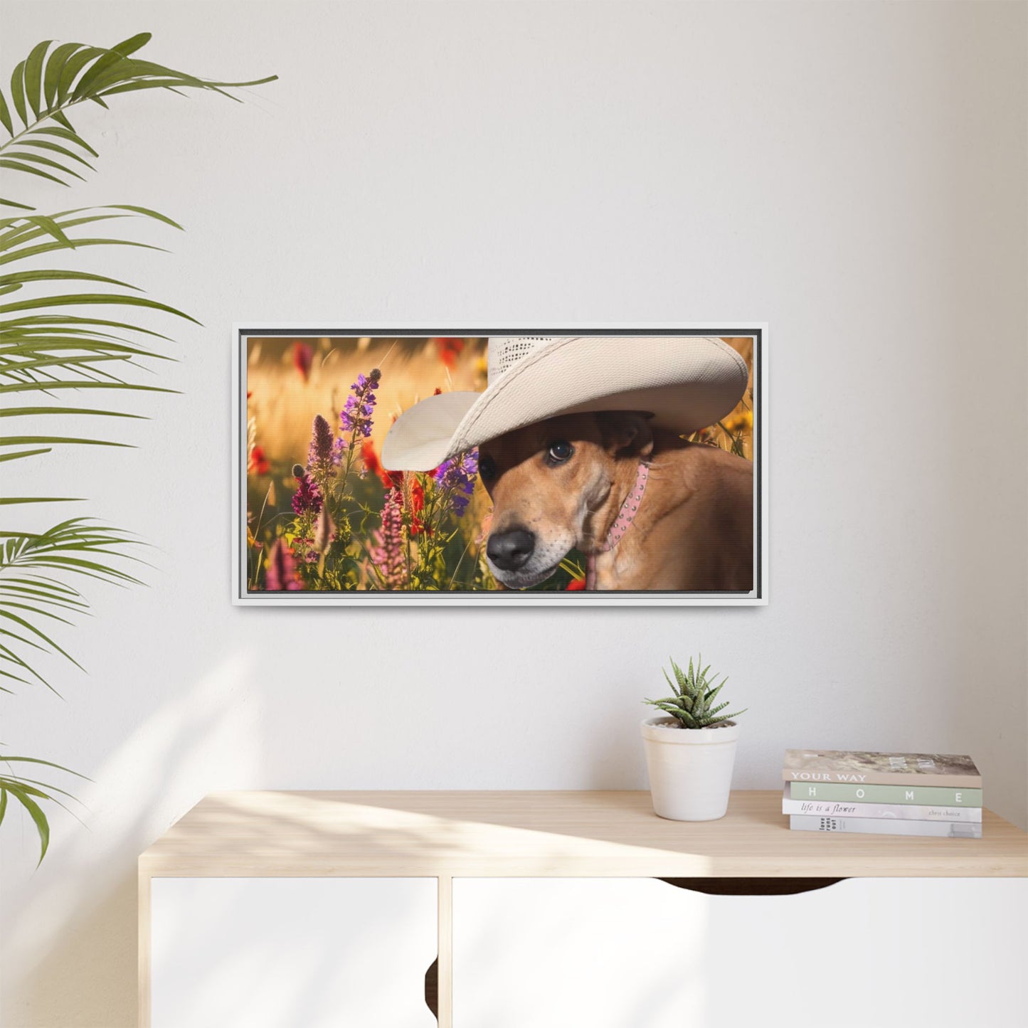 Canvas Wall Art - Peek-a-Boo Cowgirl Fanny in the flowers