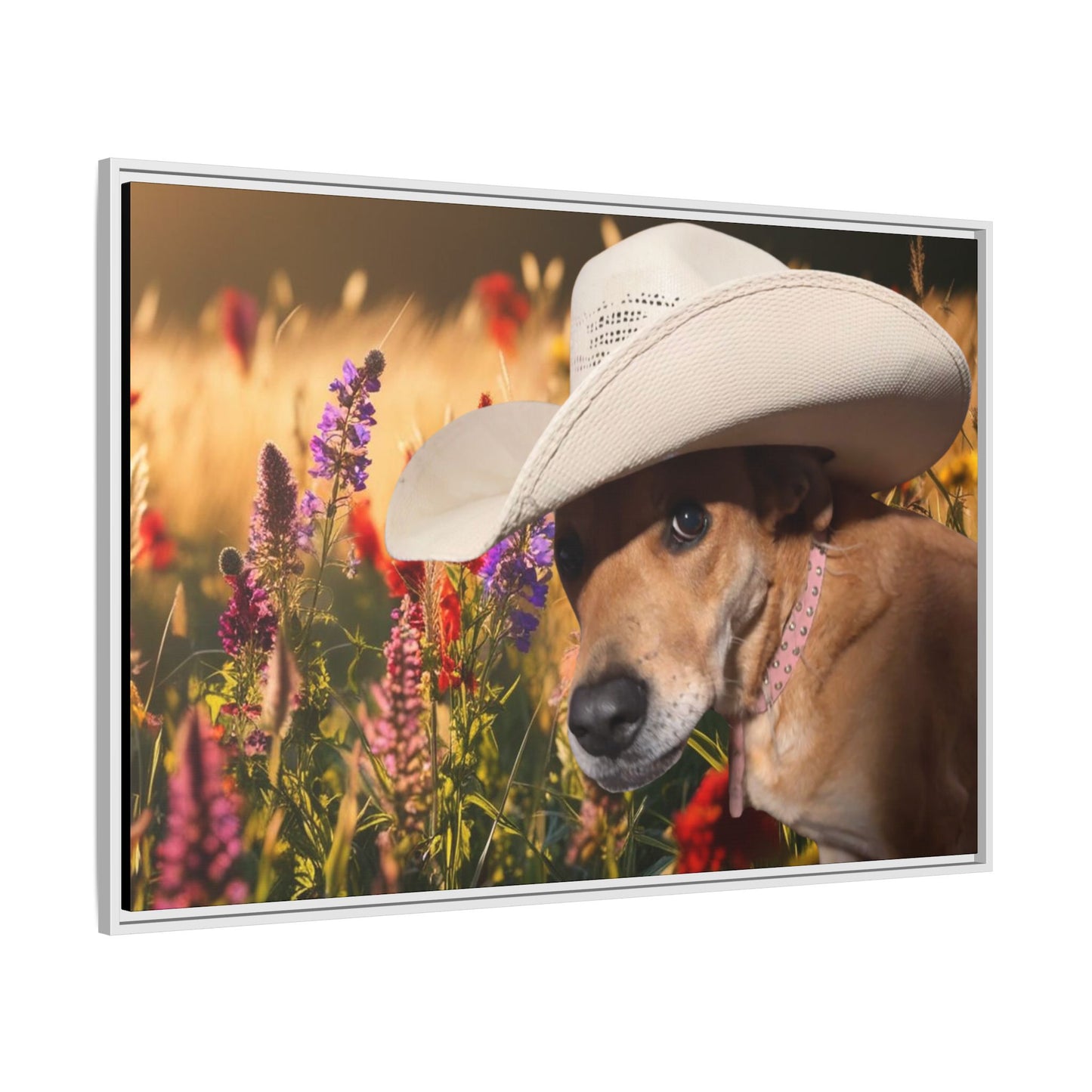 Canvas Wall Art - Peek-a-Boo Cowgirl Fanny in the flowers
