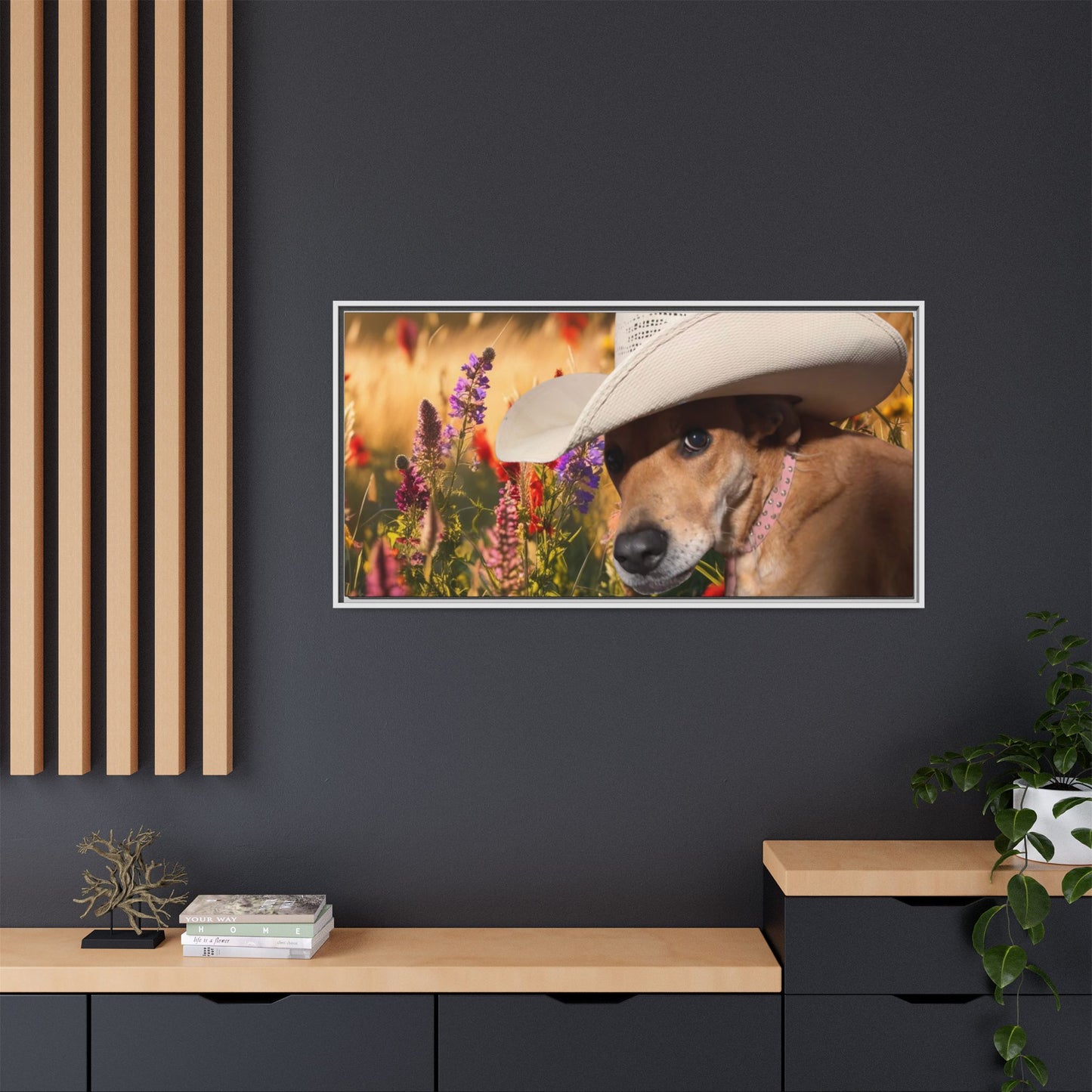 Canvas Wall Art - Peek-a-Boo Cowgirl Fanny in the flowers
