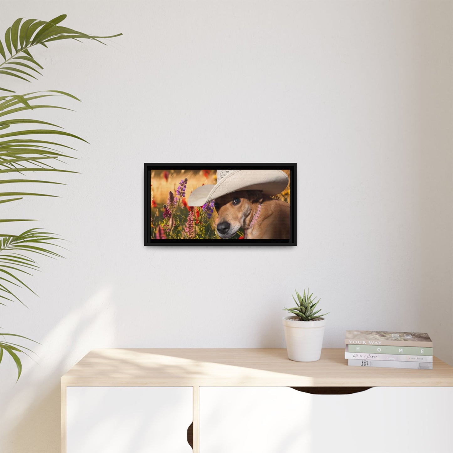 Canvas Wall Art - Peek-a-Boo Cowgirl Fanny in the flowers