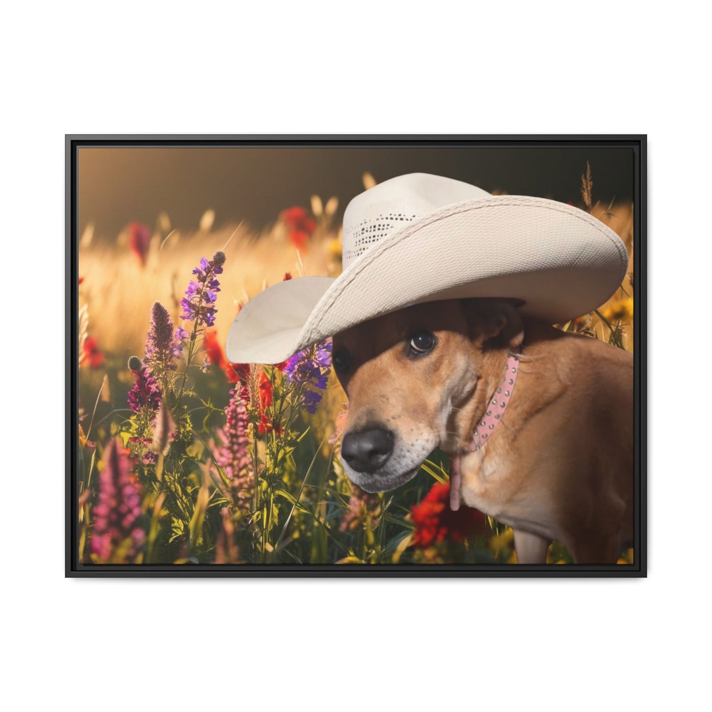 Canvas Wall Art - Peek-a-Boo Cowgirl Fanny in the flowers
