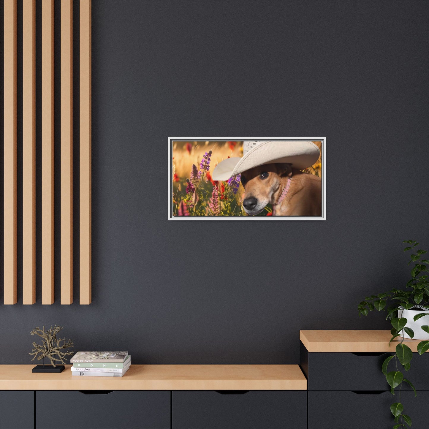 Canvas Wall Art - Peek-a-Boo Cowgirl Fanny in the flowers