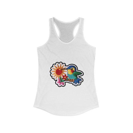 Floral Hummingbird Racerback Tank for Women - Perfect Summer Top