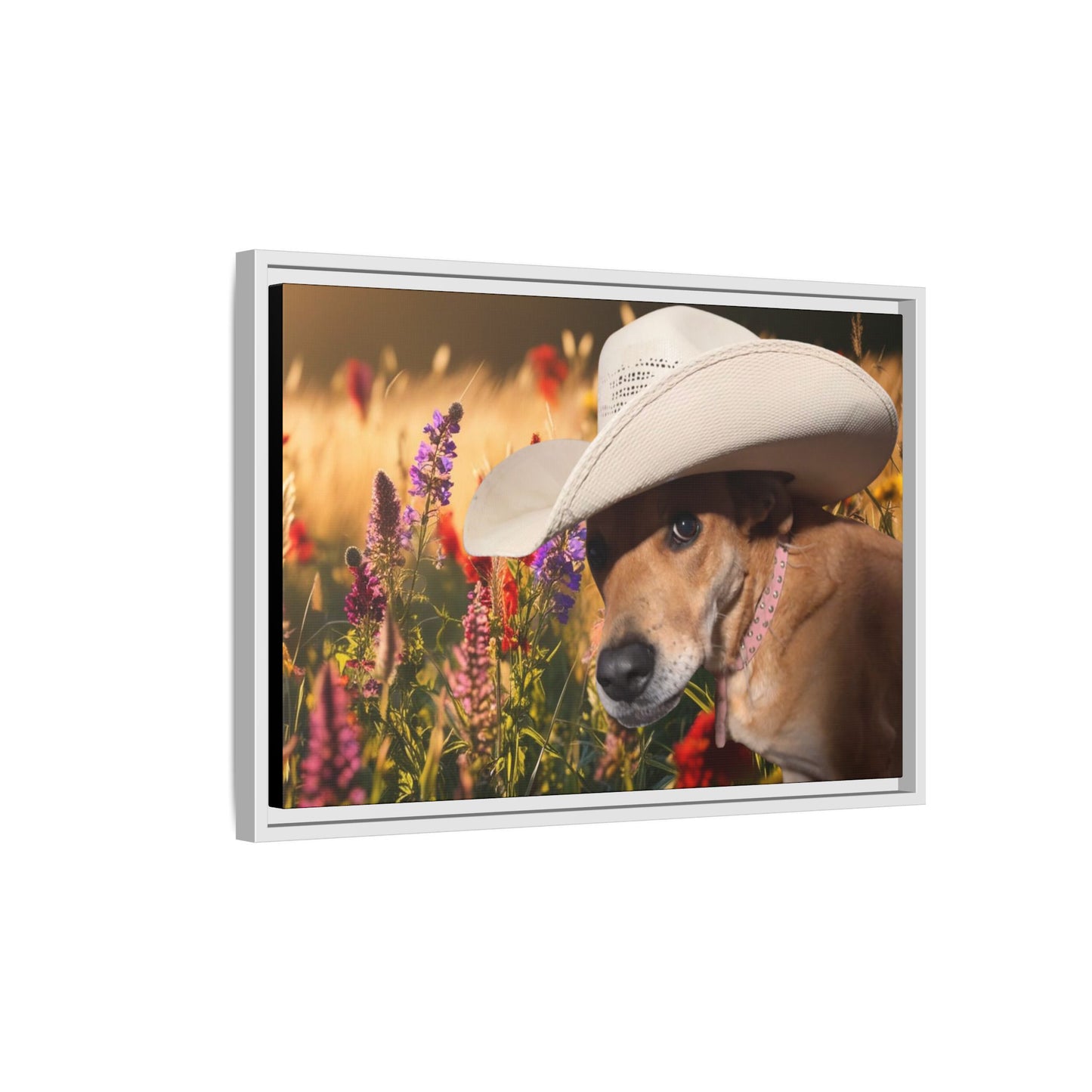 Canvas Wall Art - Peek-a-Boo Cowgirl Fanny in the flowers