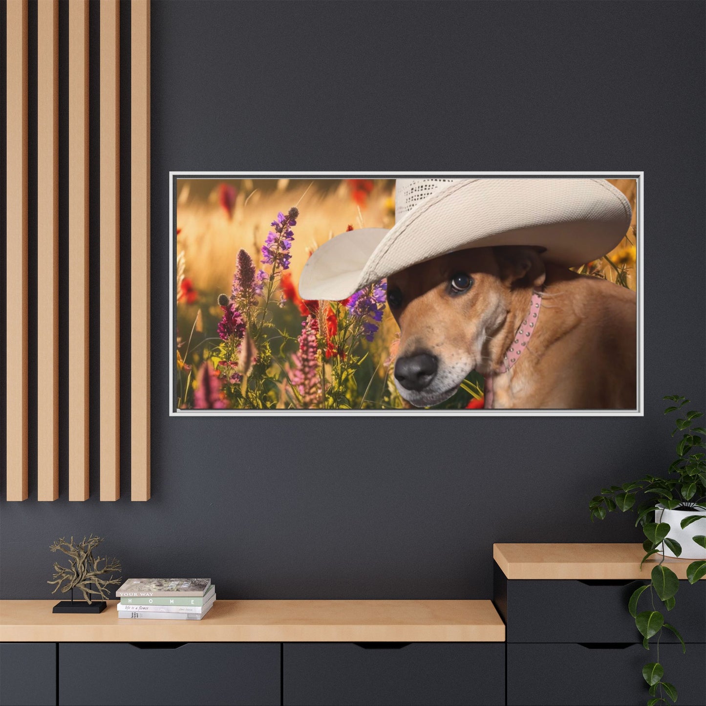 Canvas Wall Art - Peek-a-Boo Cowgirl Fanny in the flowers