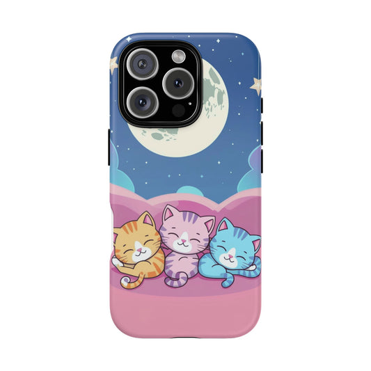 Cat Tough Cases - Cute Cats Sleeping Under the Moon and Stars Phone Case