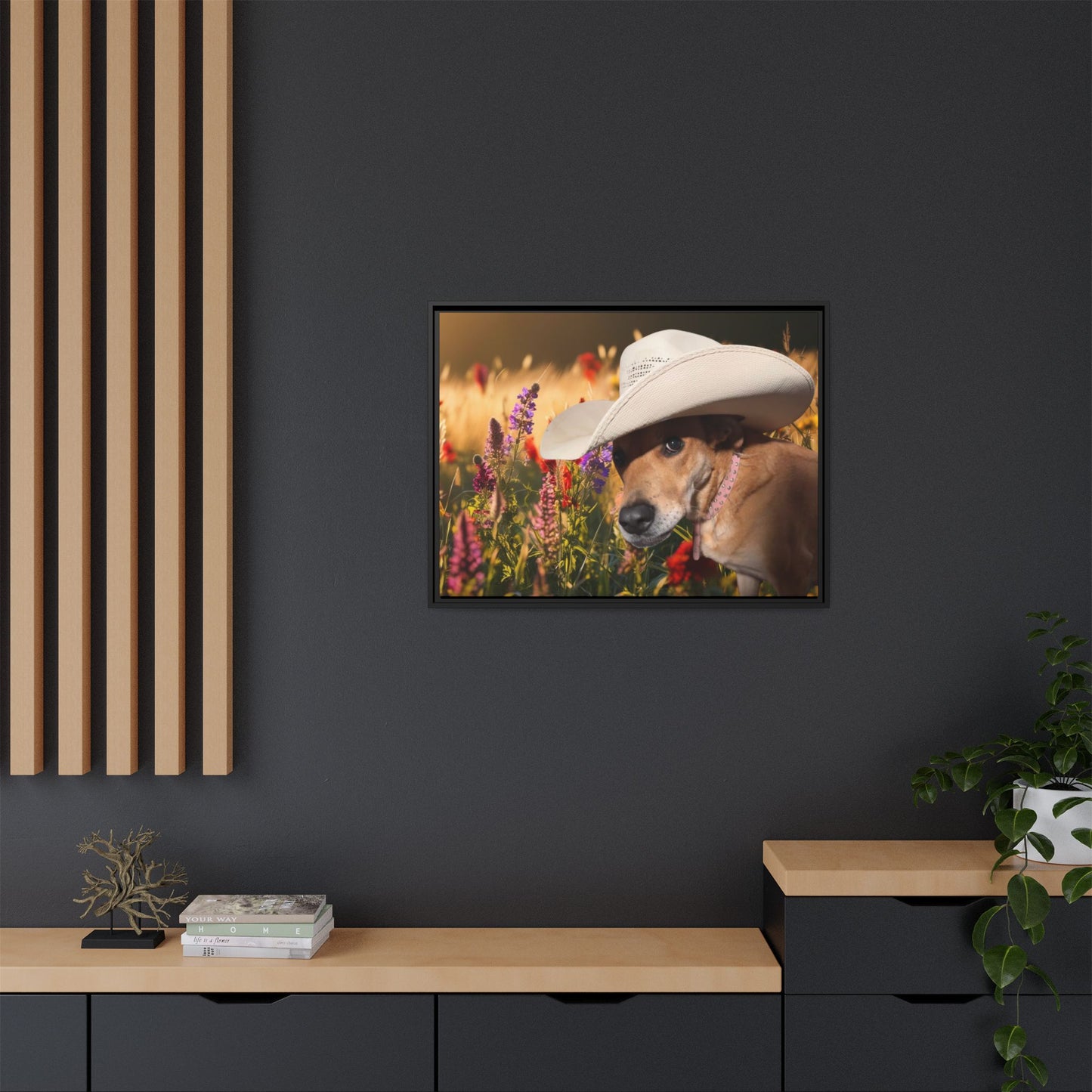 Canvas Wall Art - Peek-a-Boo Cowgirl Fanny in the flowers