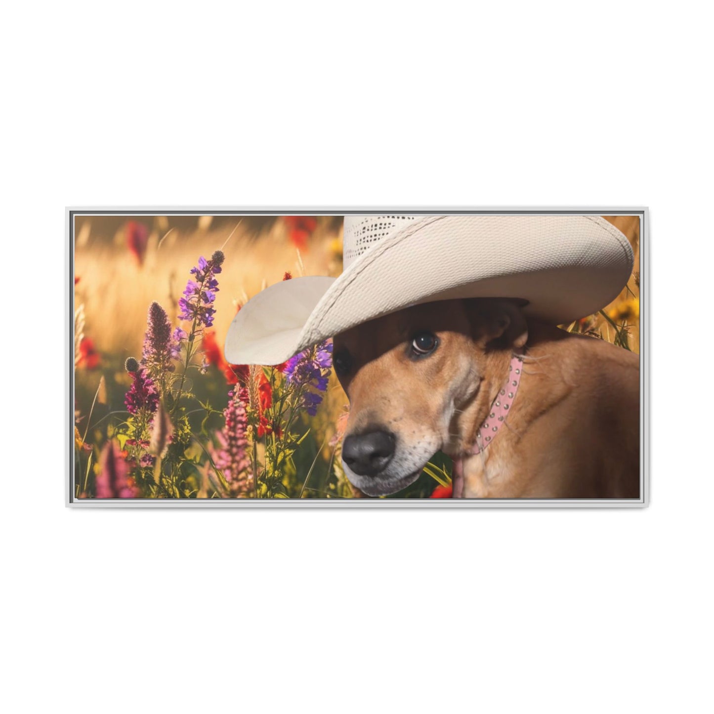Canvas Wall Art - Peek-a-Boo Cowgirl Fanny in the flowers