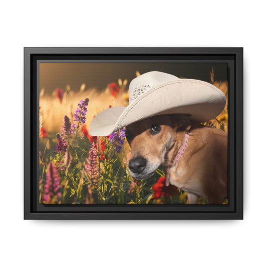 Canvas Wall Art - Peek-a-Boo Cowgirl Fanny in the flowers