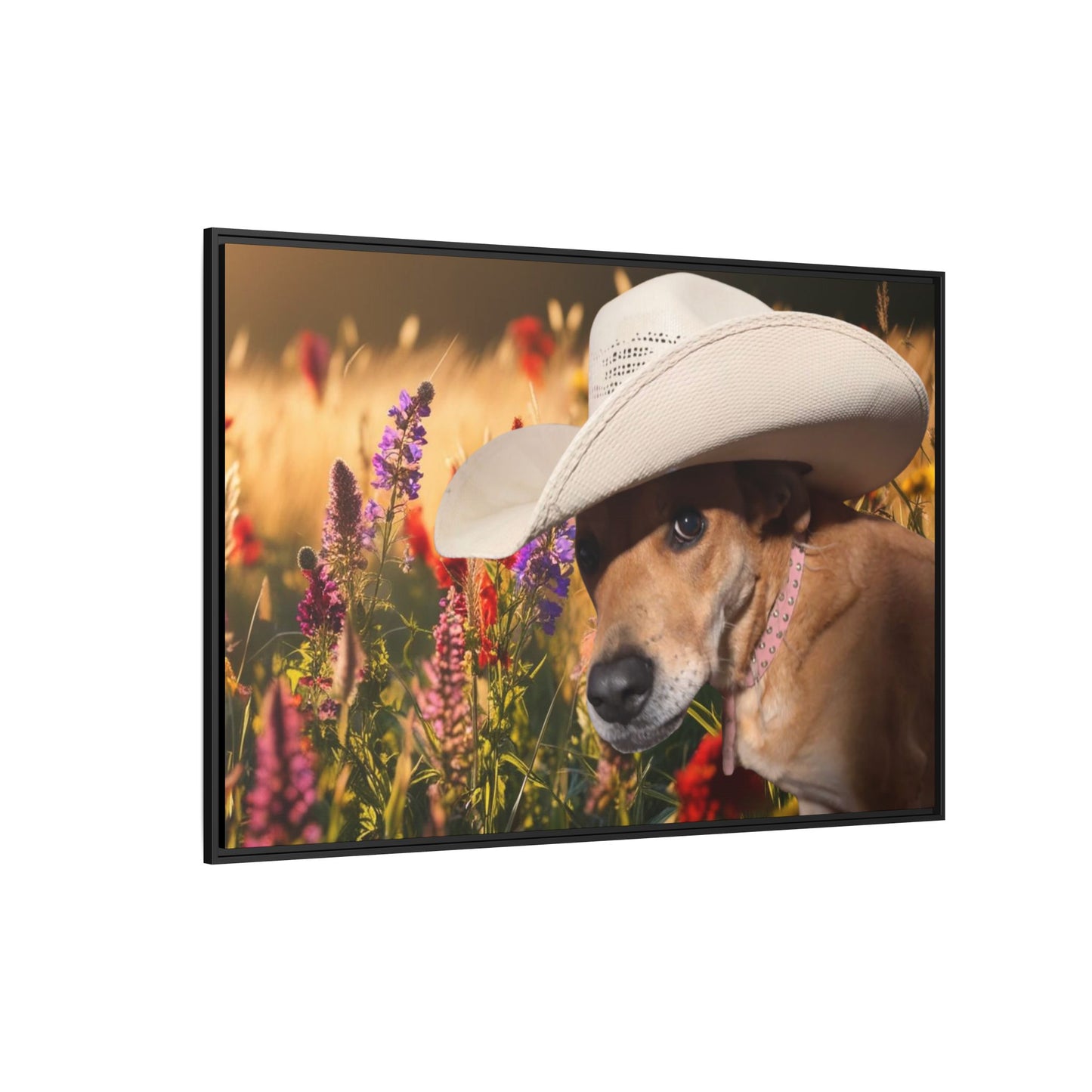 Canvas Wall Art - Peek-a-Boo Cowgirl Fanny in the flowers