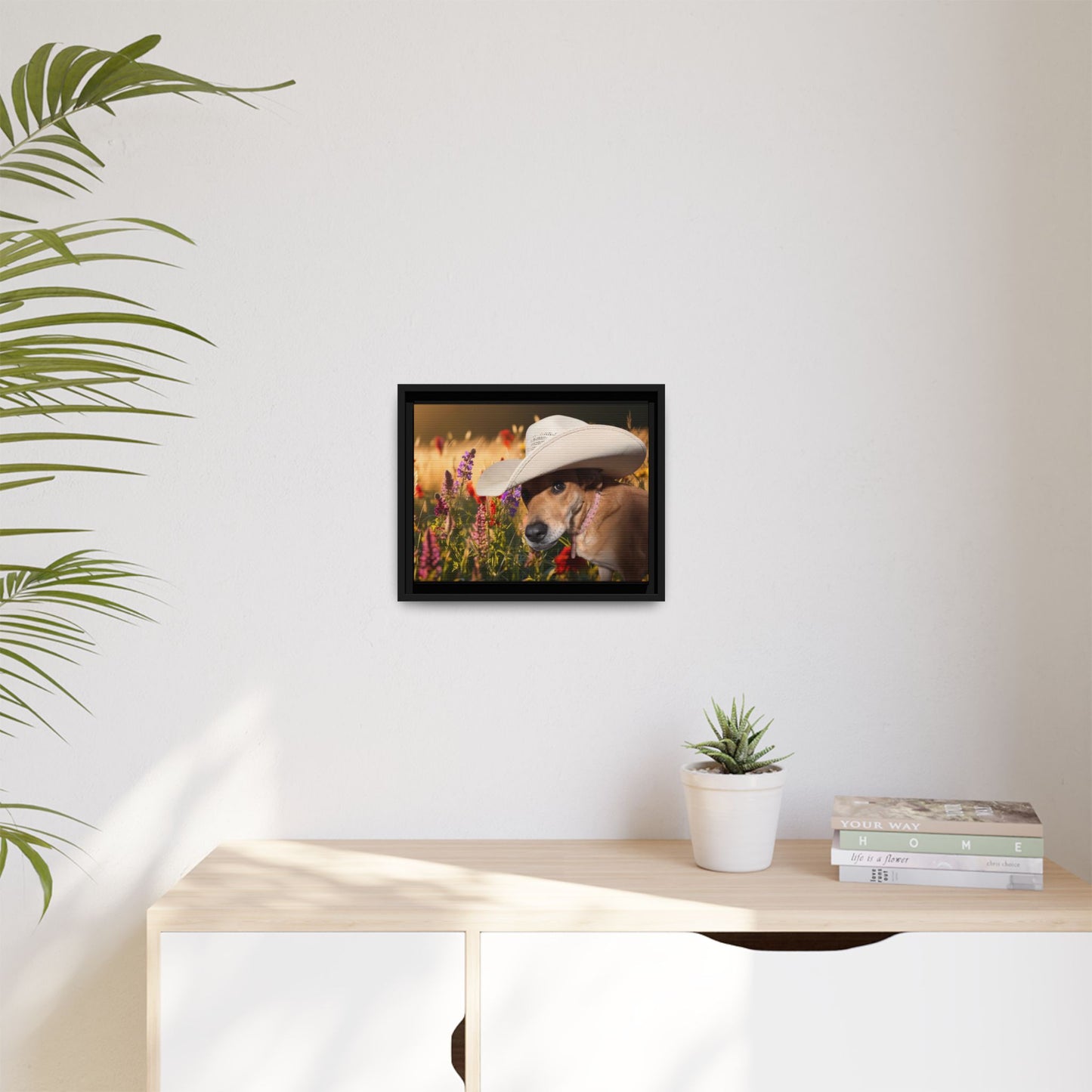 Canvas Wall Art - Peek-a-Boo Cowgirl Fanny in the flowers