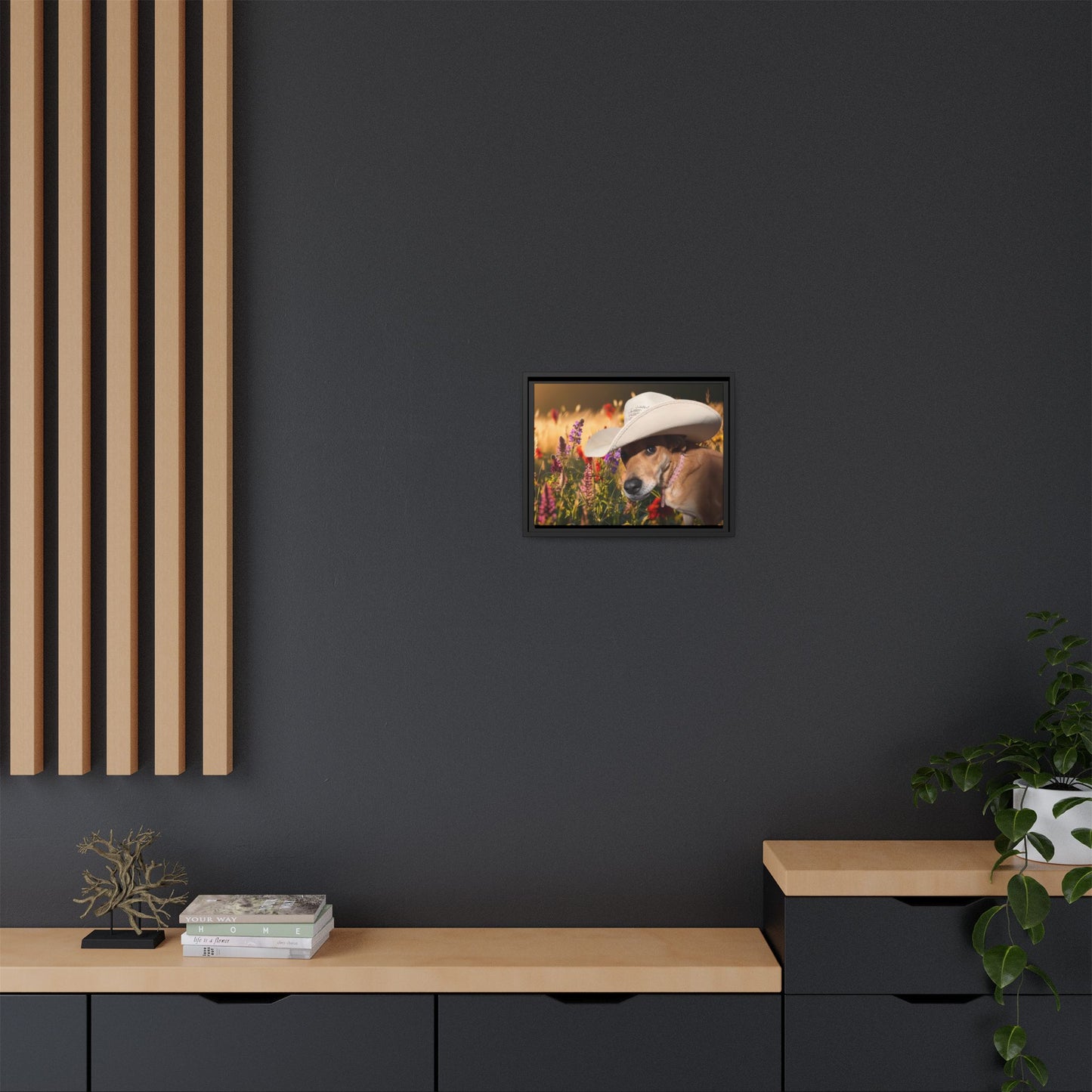 Canvas Wall Art - Peek-a-Boo Cowgirl Fanny in the flowers