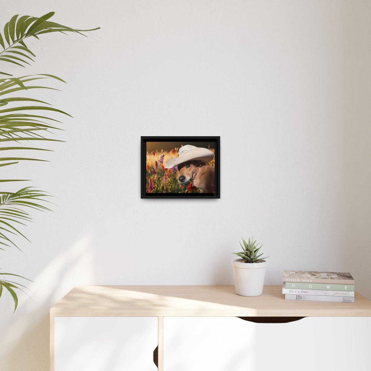 Canvas Wall Art - Peek-a-Boo Cowgirl Fanny in the flowers
