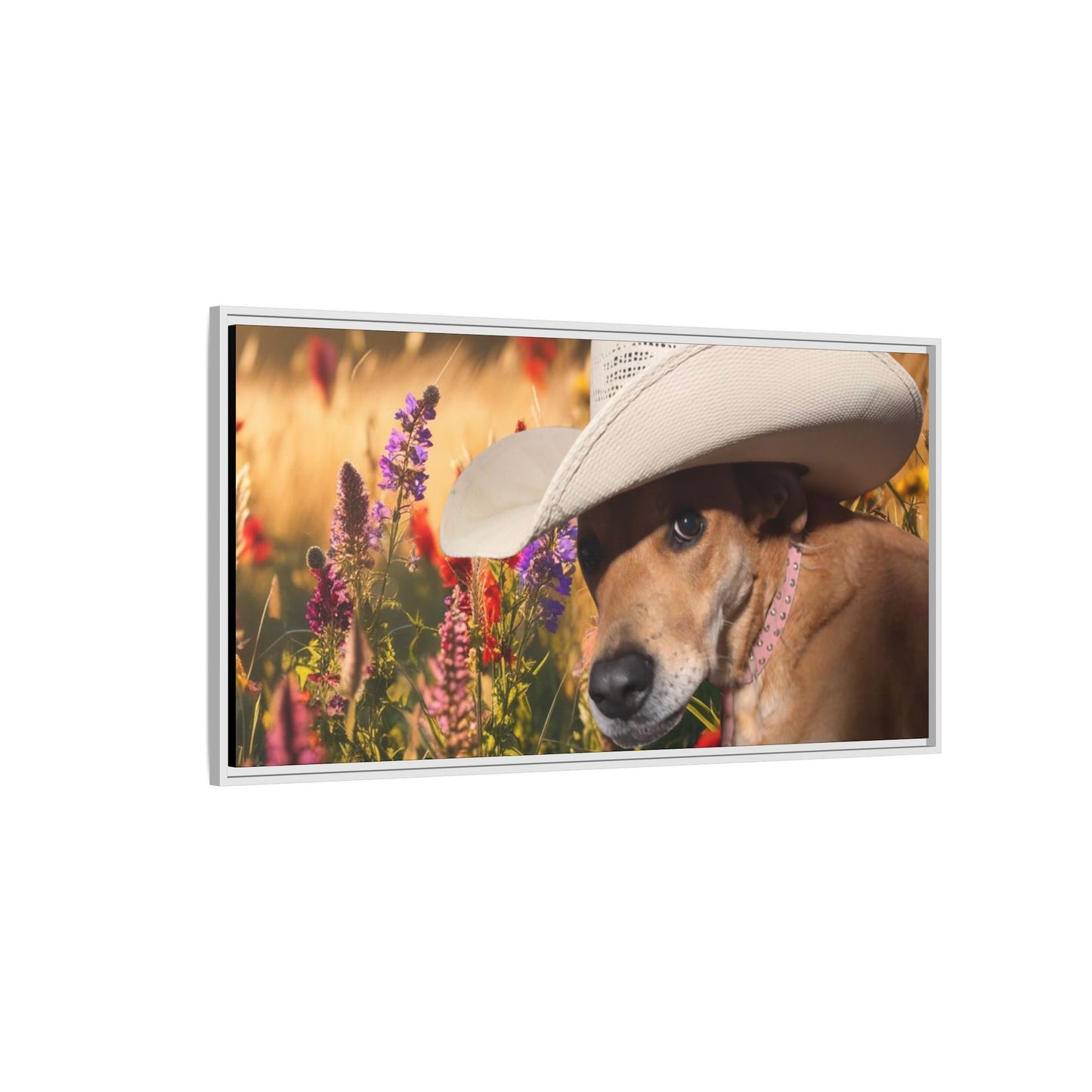 Canvas Wall Art - Peek-a-Boo Cowgirl Fanny in the flowers