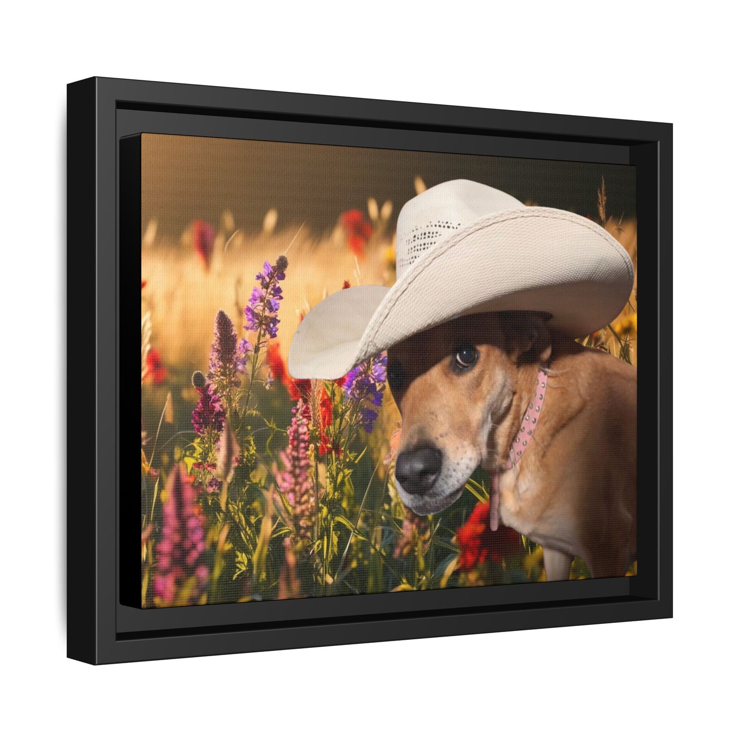 Canvas Wall Art - Peek-a-Boo Cowgirl Fanny in the flowers
