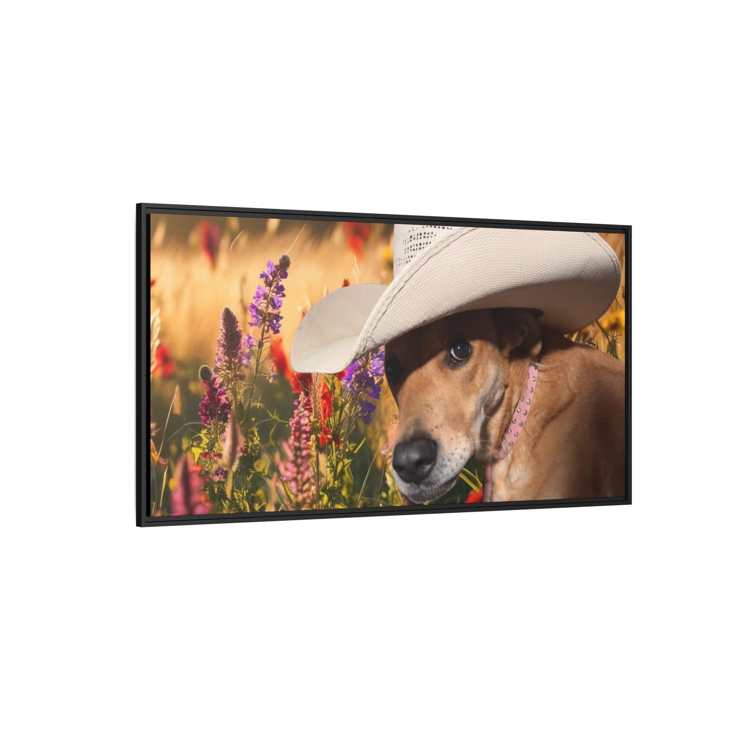 Canvas Wall Art - Peek-a-Boo Cowgirl Fanny in the flowers