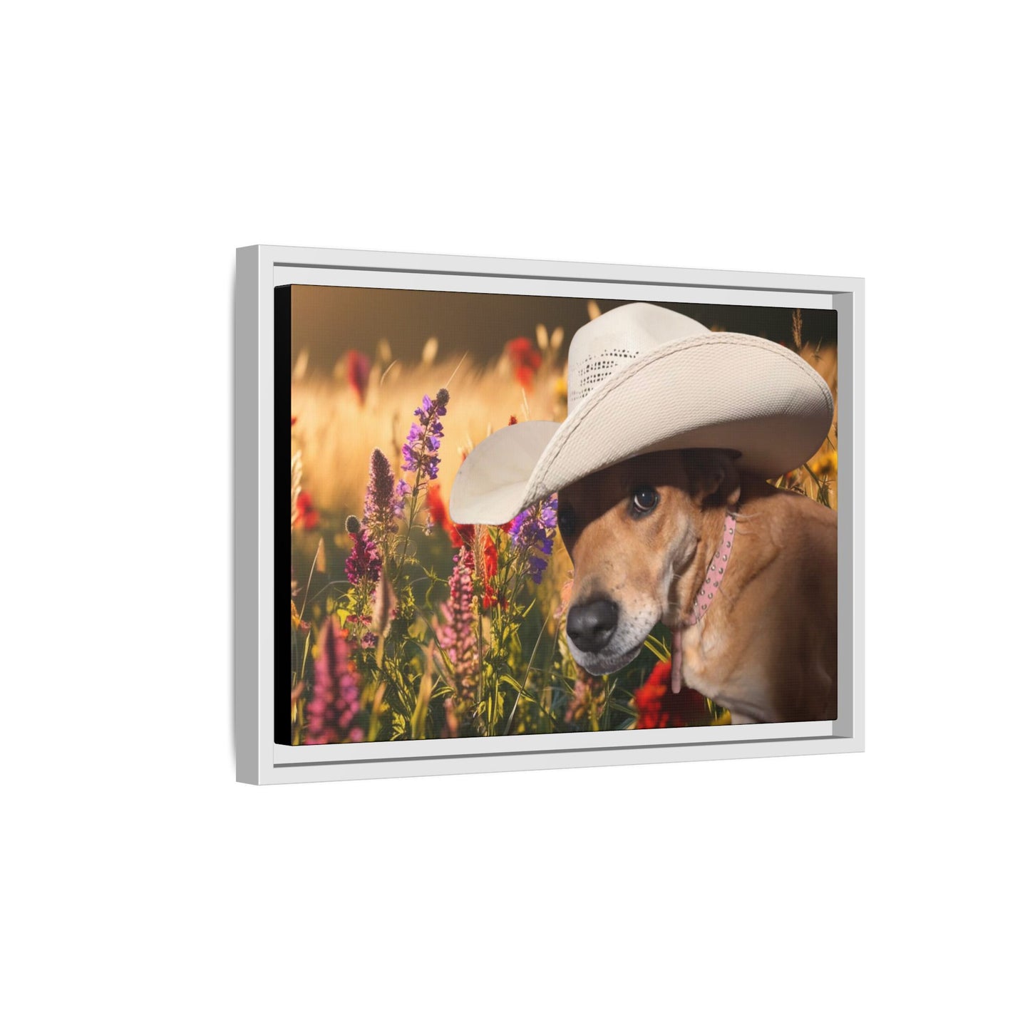Canvas Wall Art - Peek-a-Boo Cowgirl Fanny in the flowers