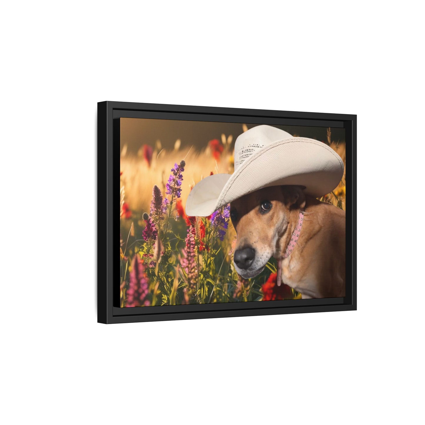 Canvas Wall Art - Peek-a-Boo Cowgirl Fanny in the flowers