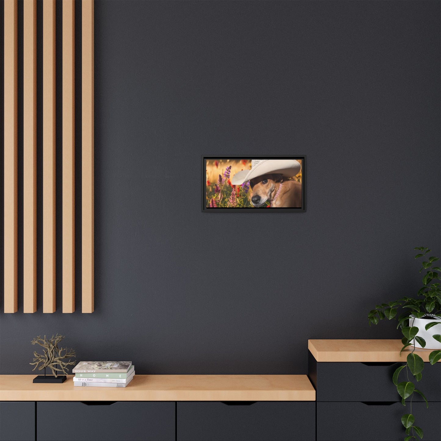 Canvas Wall Art - Peek-a-Boo Cowgirl Fanny in the flowers