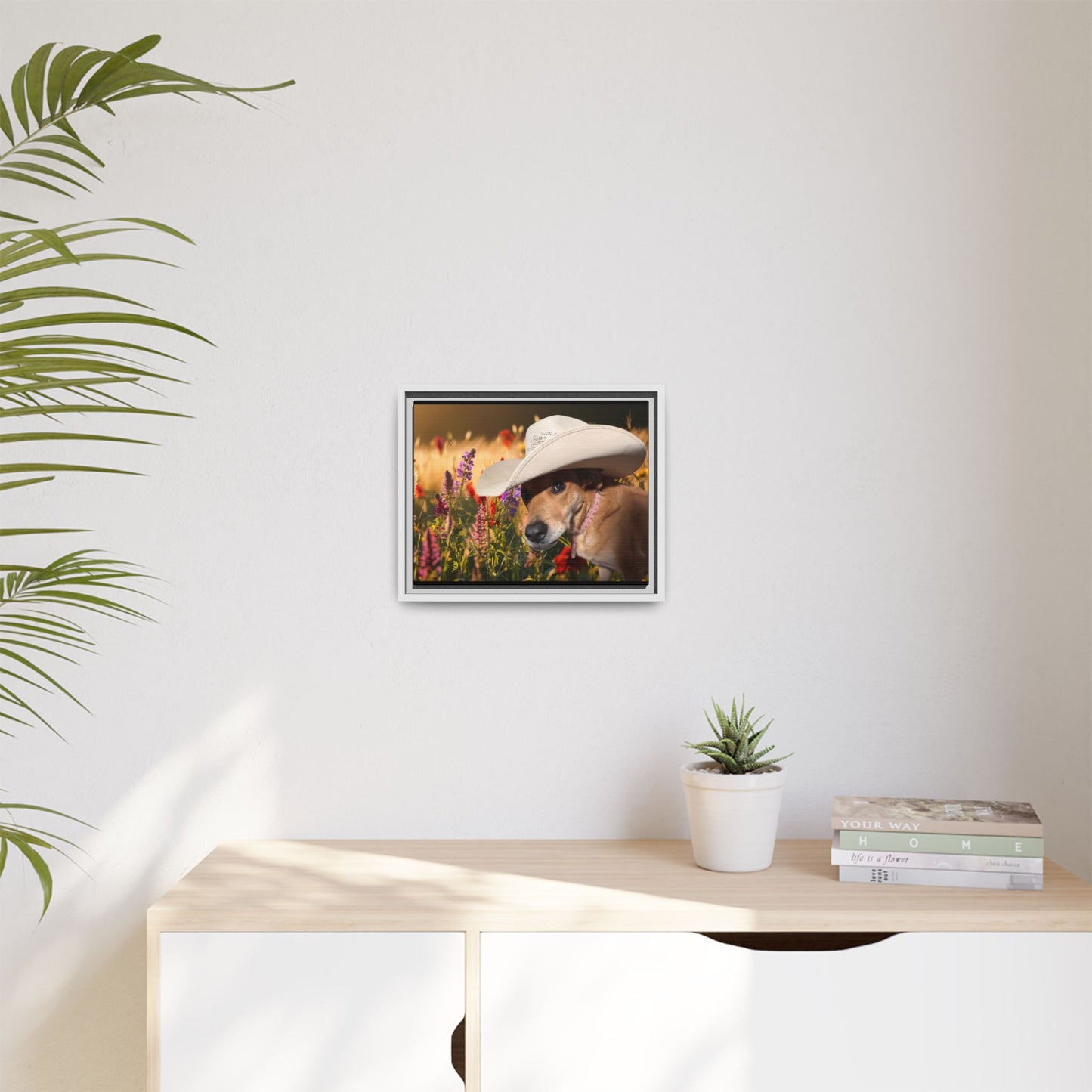Canvas Wall Art - Peek-a-Boo Cowgirl Fanny in the flowers