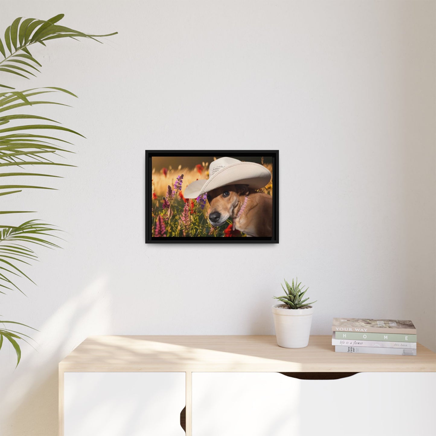 Canvas Wall Art - Peek-a-Boo Cowgirl Fanny in the flowers