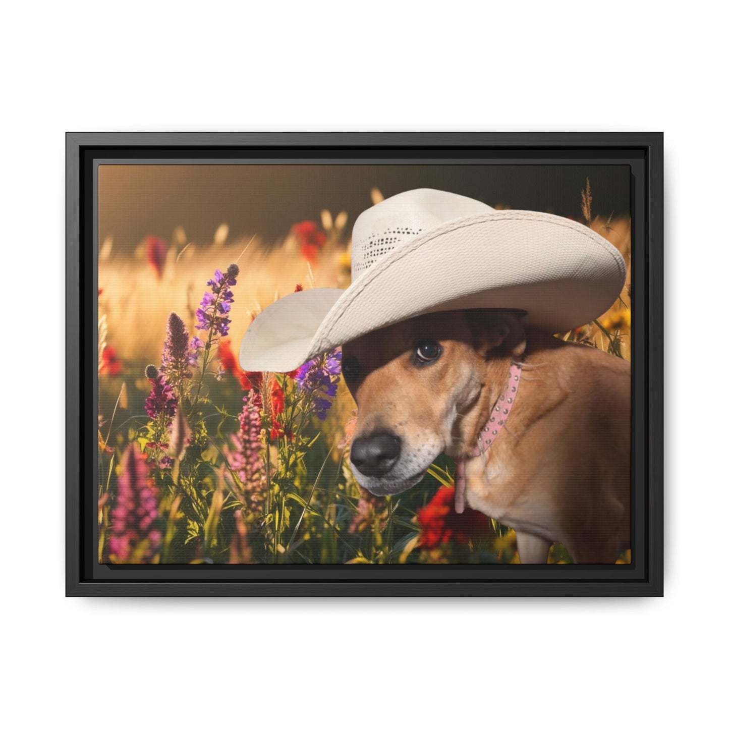Canvas Wall Art - Peek-a-Boo Cowgirl Fanny in the flowers