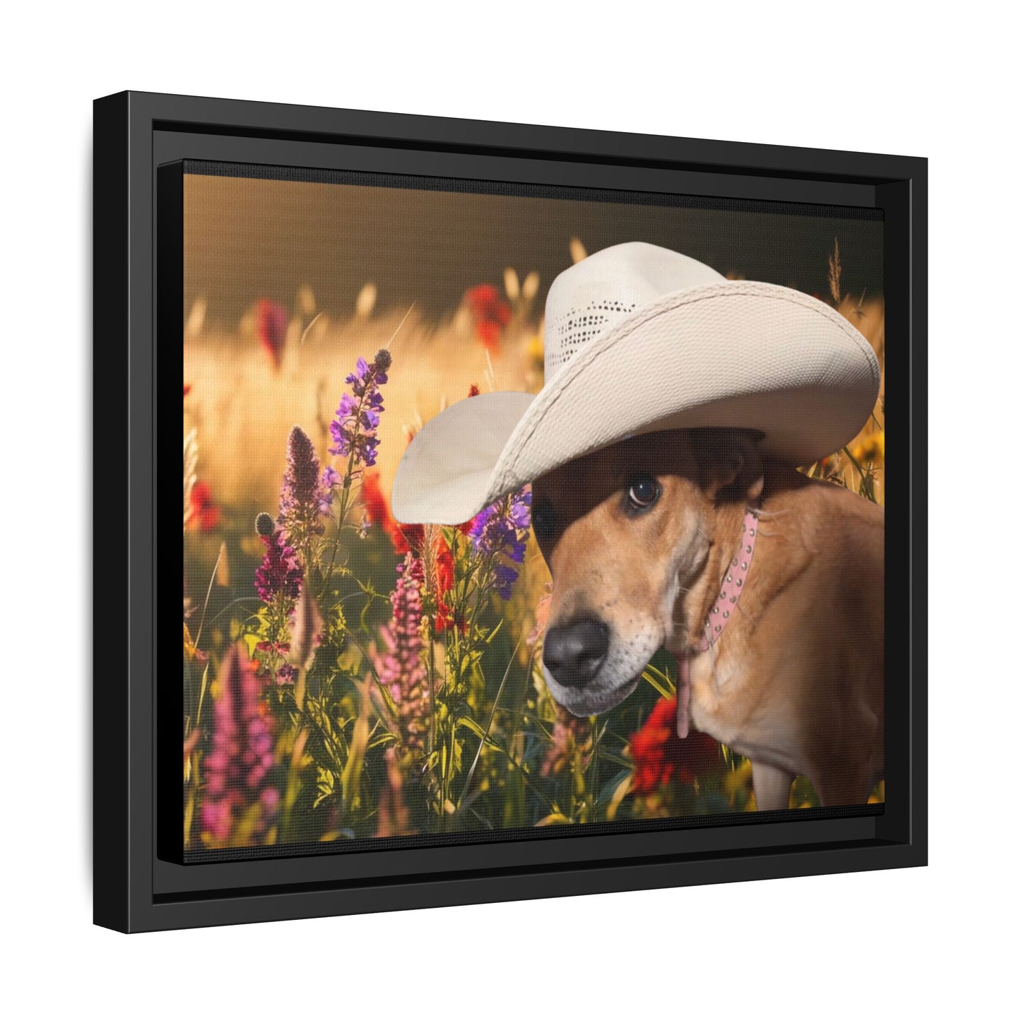 Canvas Wall Art - Peek-a-Boo Cowgirl Fanny in the flowers