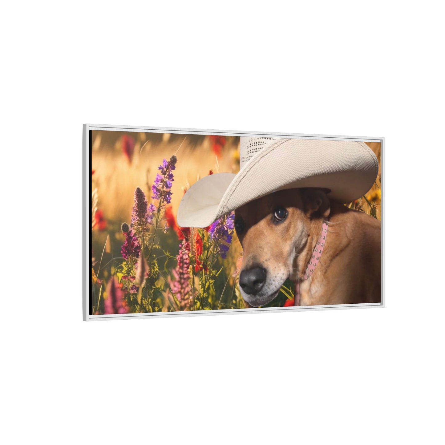 Canvas Wall Art - Peek-a-Boo Cowgirl Fanny in the flowers