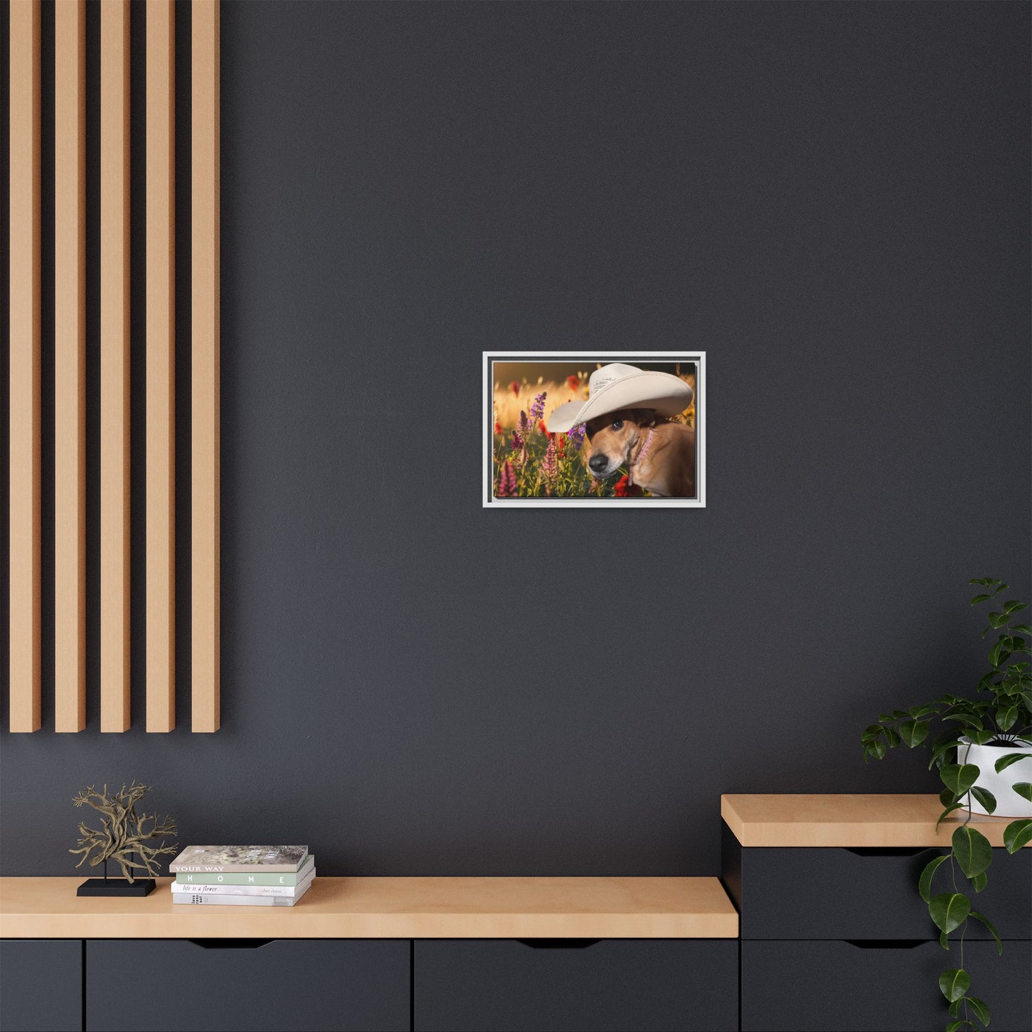 Canvas Wall Art - Peek-a-Boo Cowgirl Fanny in the flowers