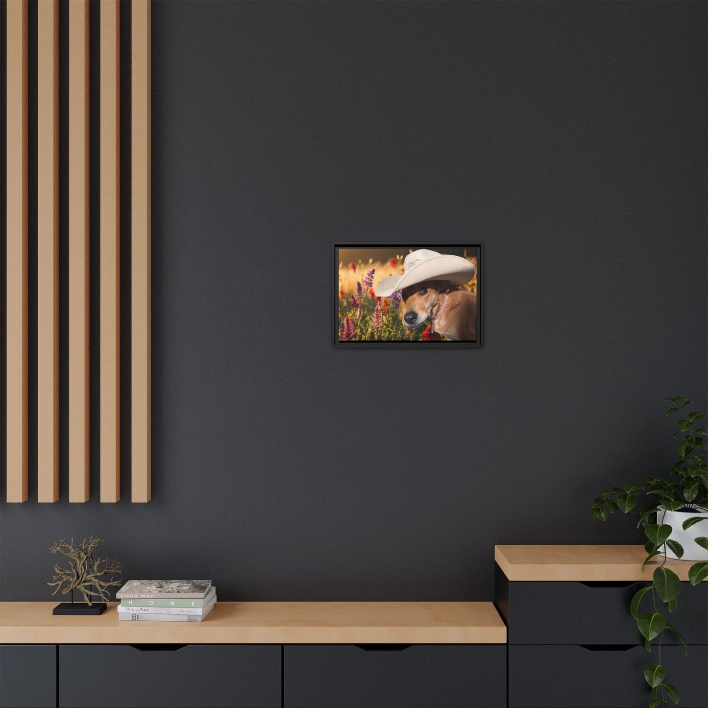 Canvas Wall Art - Peek-a-Boo Cowgirl Fanny in the flowers