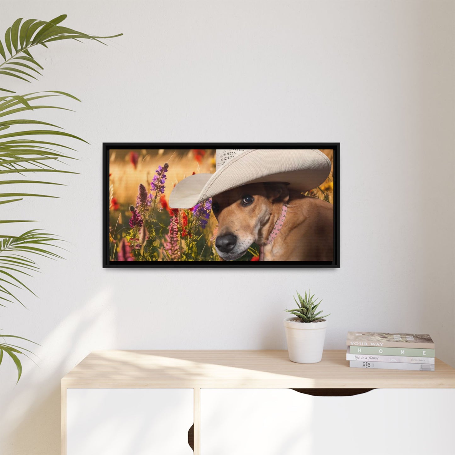 Canvas Wall Art - Peek-a-Boo Cowgirl Fanny in the flowers