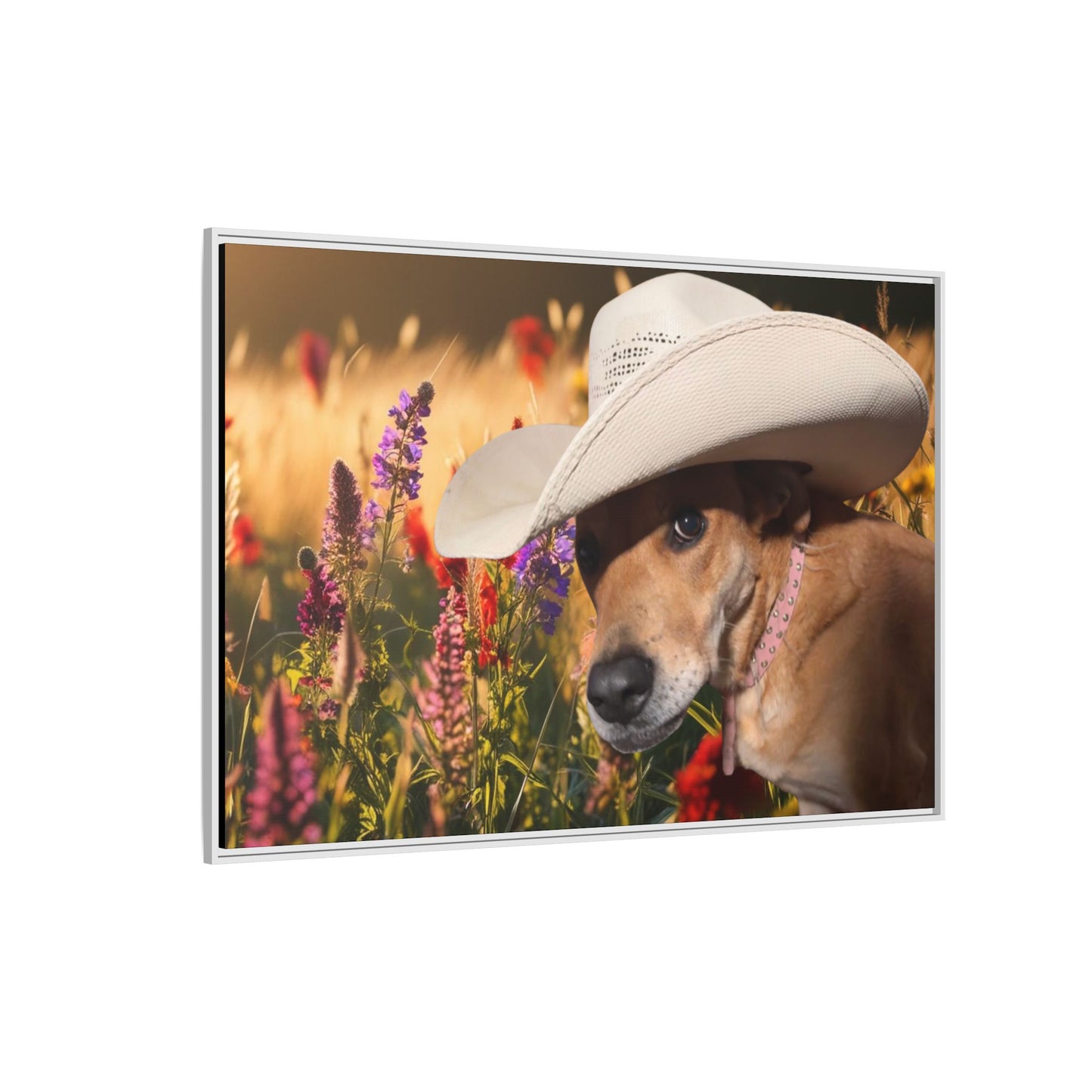 Canvas Wall Art - Peek-a-Boo Cowgirl Fanny in the flowers