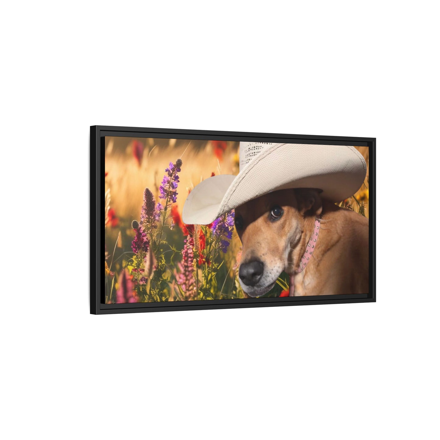 Canvas Wall Art - Peek-a-Boo Cowgirl Fanny in the flowers