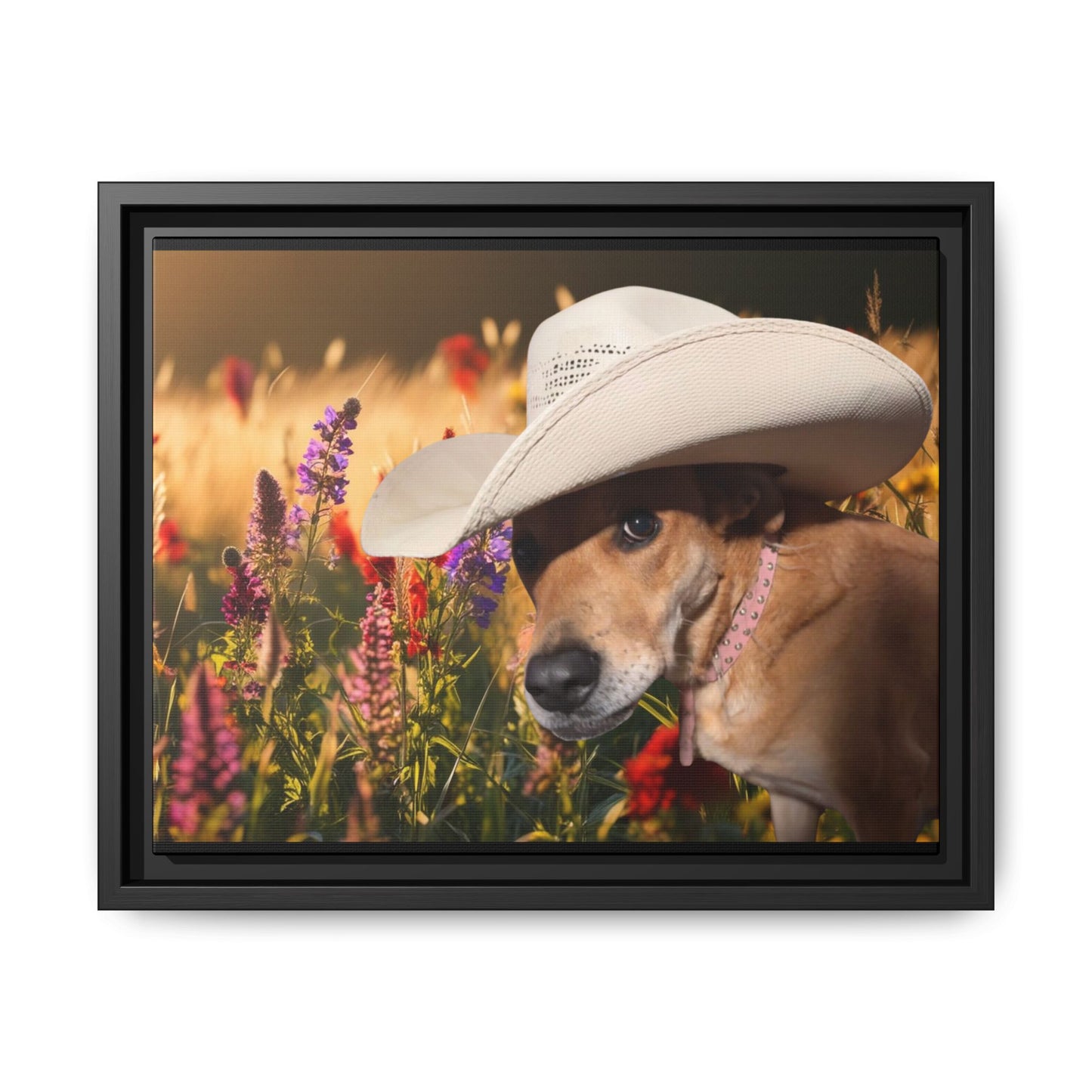 Canvas Wall Art - Peek-a-Boo Cowgirl Fanny in the flowers