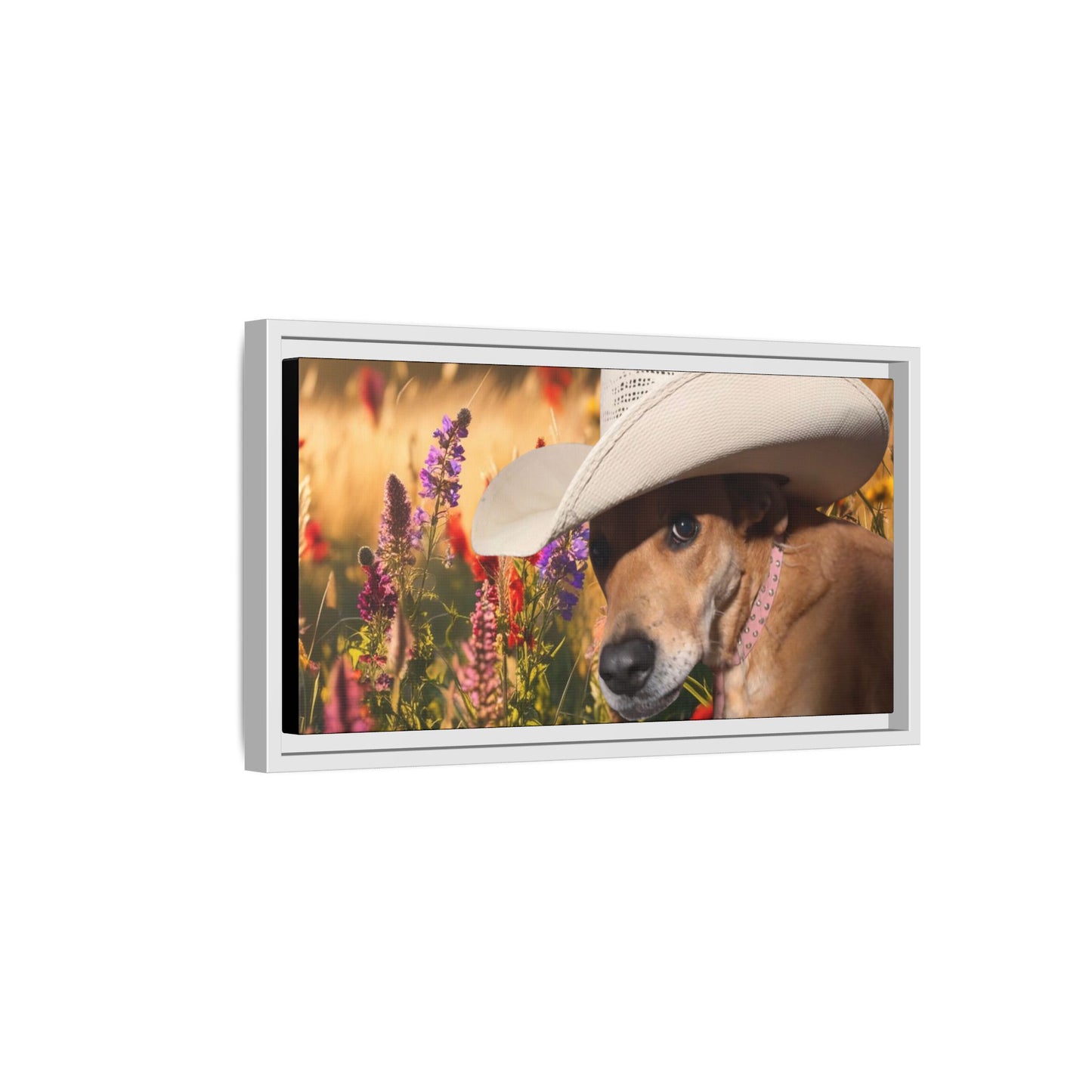Canvas Wall Art - Peek-a-Boo Cowgirl Fanny in the flowers