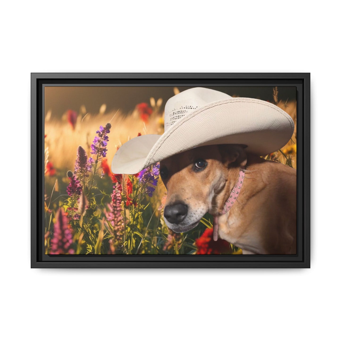 Canvas Wall Art - Peek-a-Boo Cowgirl Fanny in the flowers