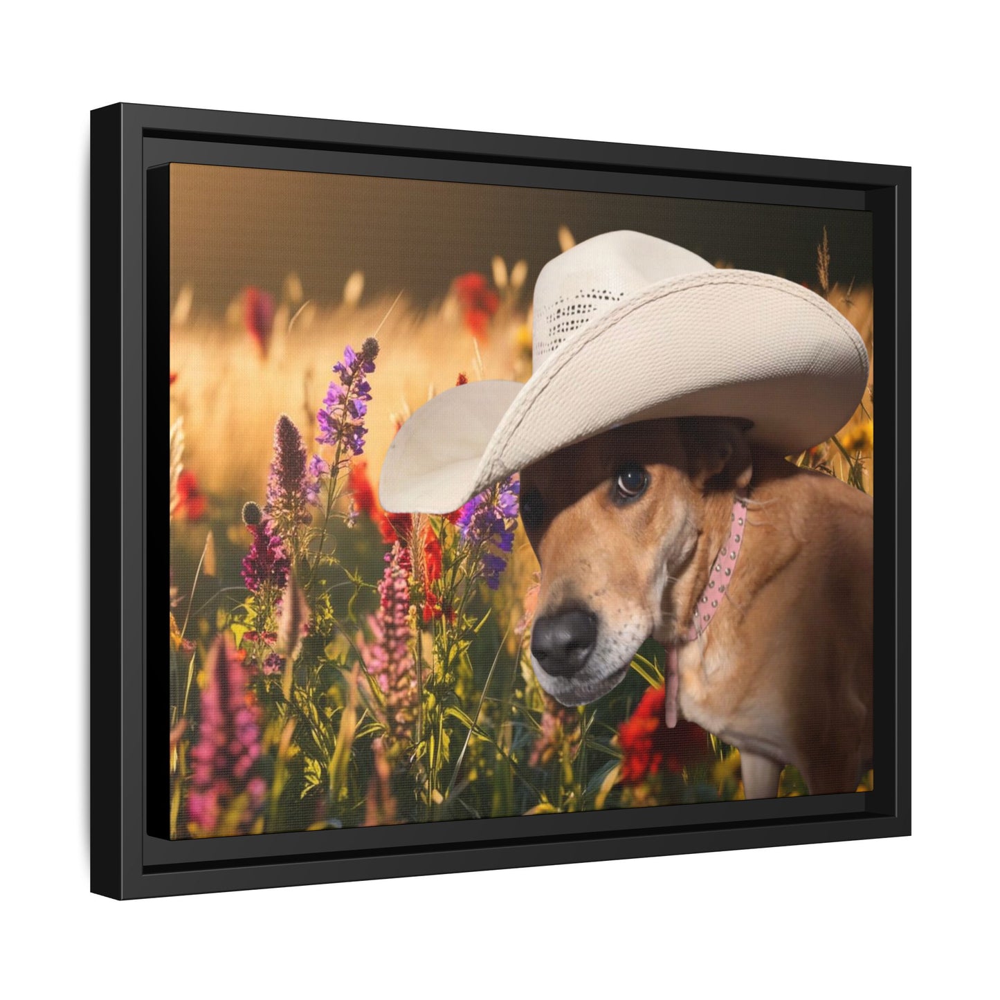 Canvas Wall Art - Peek-a-Boo Cowgirl Fanny in the flowers