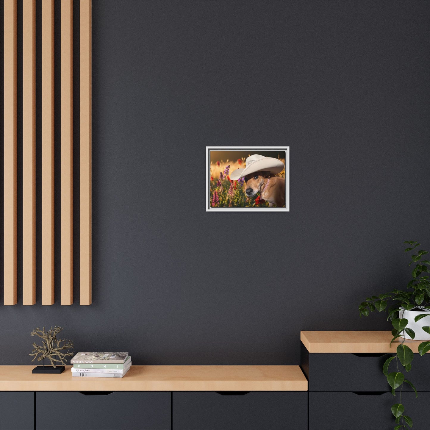 Canvas Wall Art - Peek-a-Boo Cowgirl Fanny in the flowers