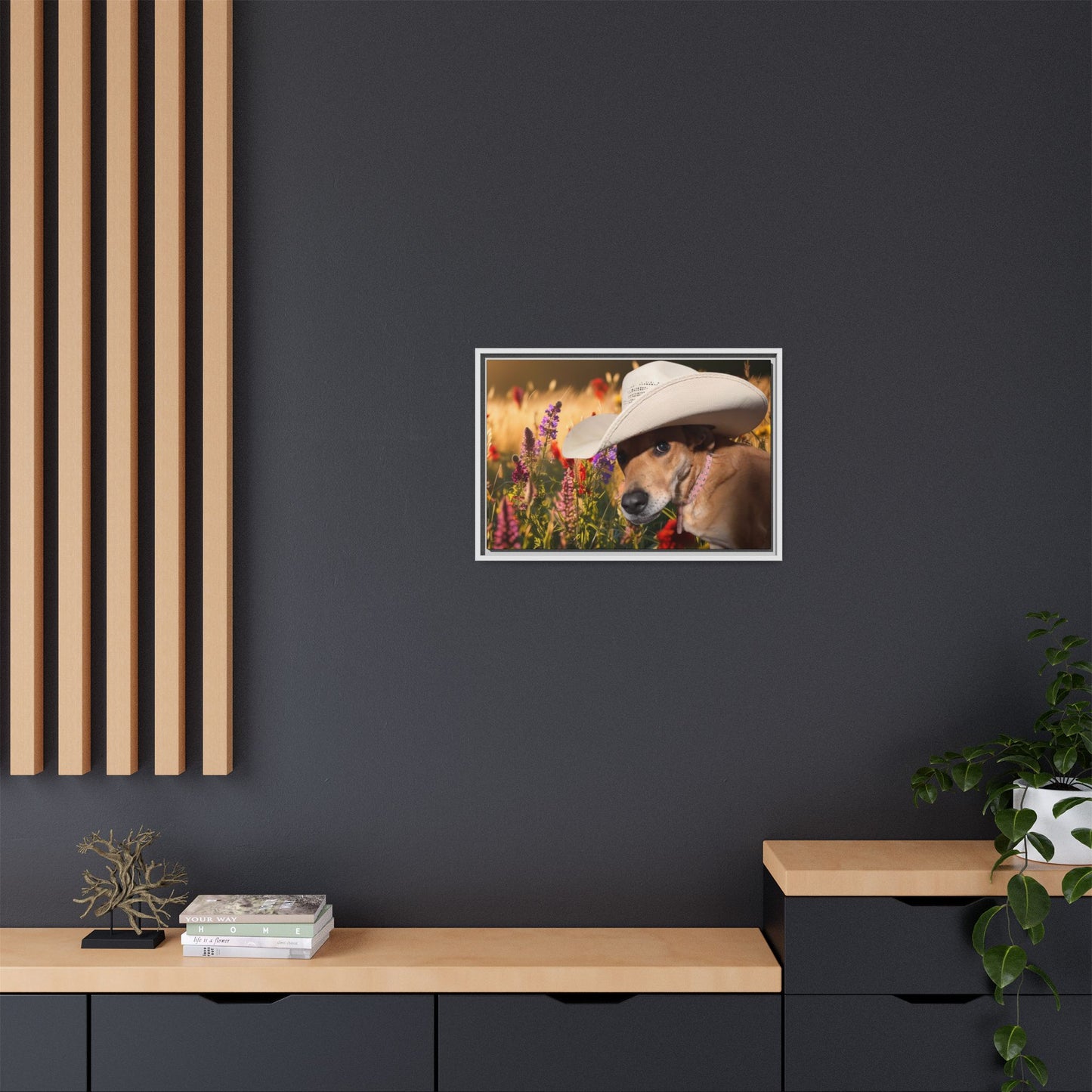 Canvas Wall Art - Peek-a-Boo Cowgirl Fanny in the flowers