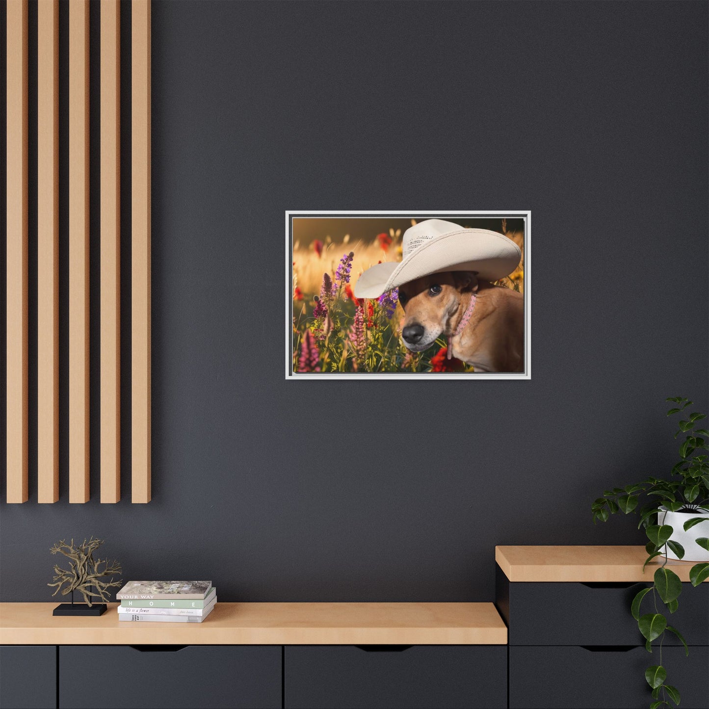 Canvas Wall Art - Peek-a-Boo Cowgirl Fanny in the flowers