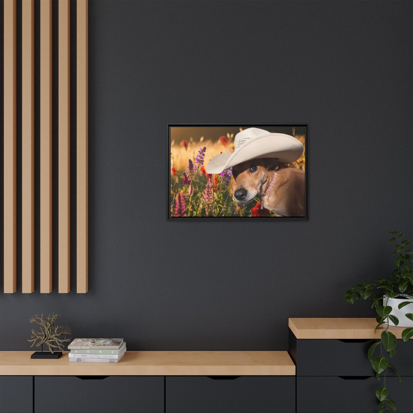Canvas Wall Art - Peek-a-Boo Cowgirl Fanny in the flowers