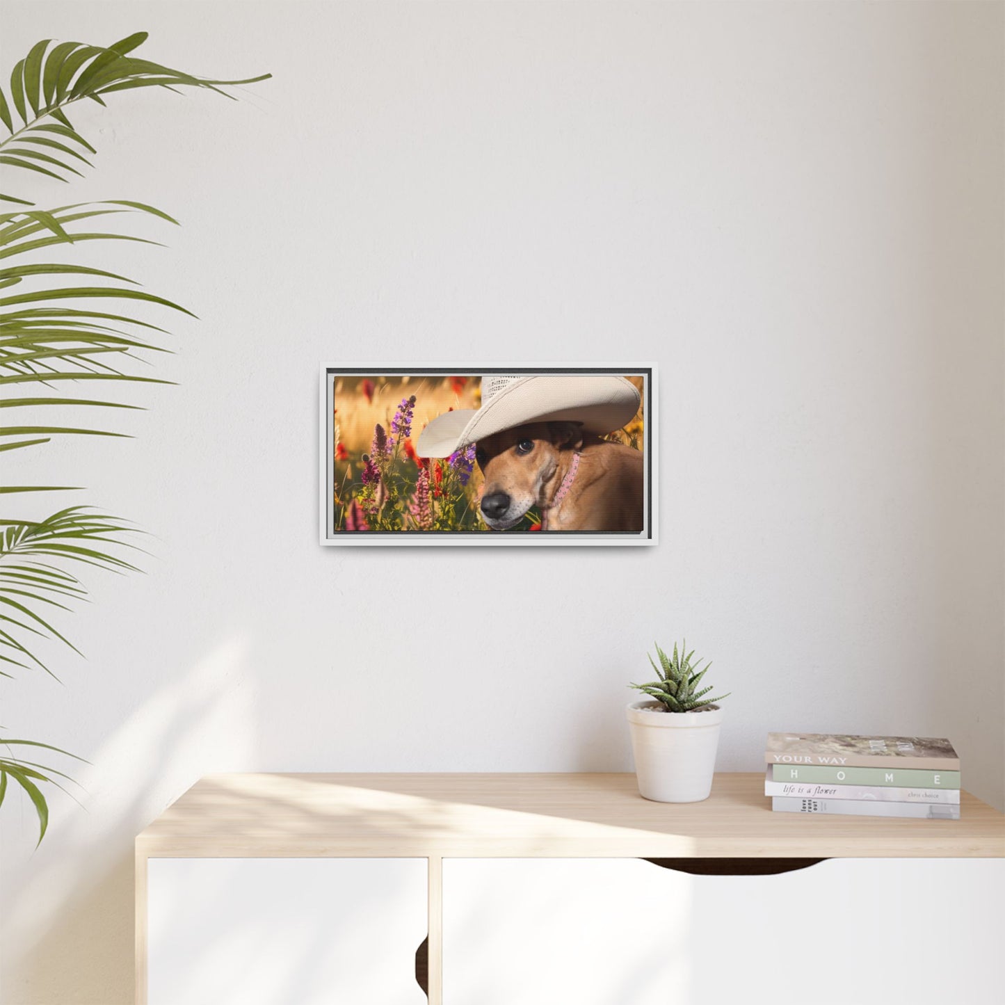 Canvas Wall Art - Peek-a-Boo Cowgirl Fanny in the flowers