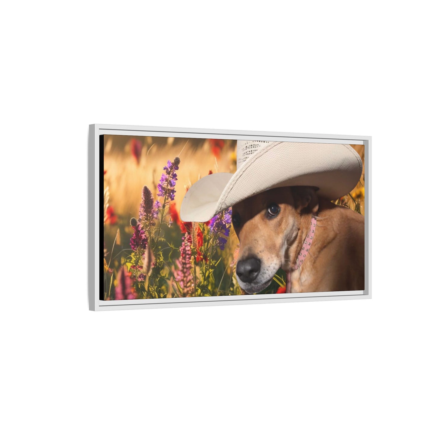 Canvas Wall Art - Peek-a-Boo Cowgirl Fanny in the flowers