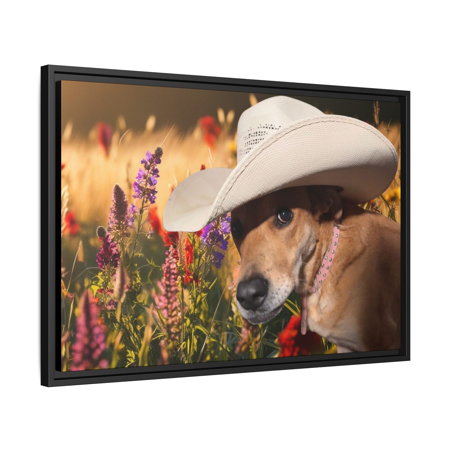 Canvas Wall Art - Peek-a-Boo Cowgirl Fanny in the flowers