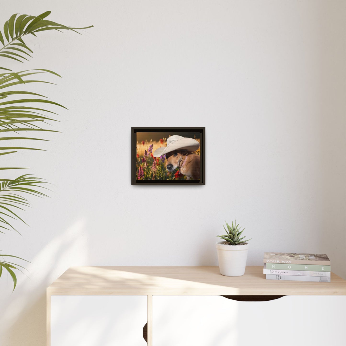 Canvas Wall Art - Peek-a-Boo Cowgirl Fanny in the flowers