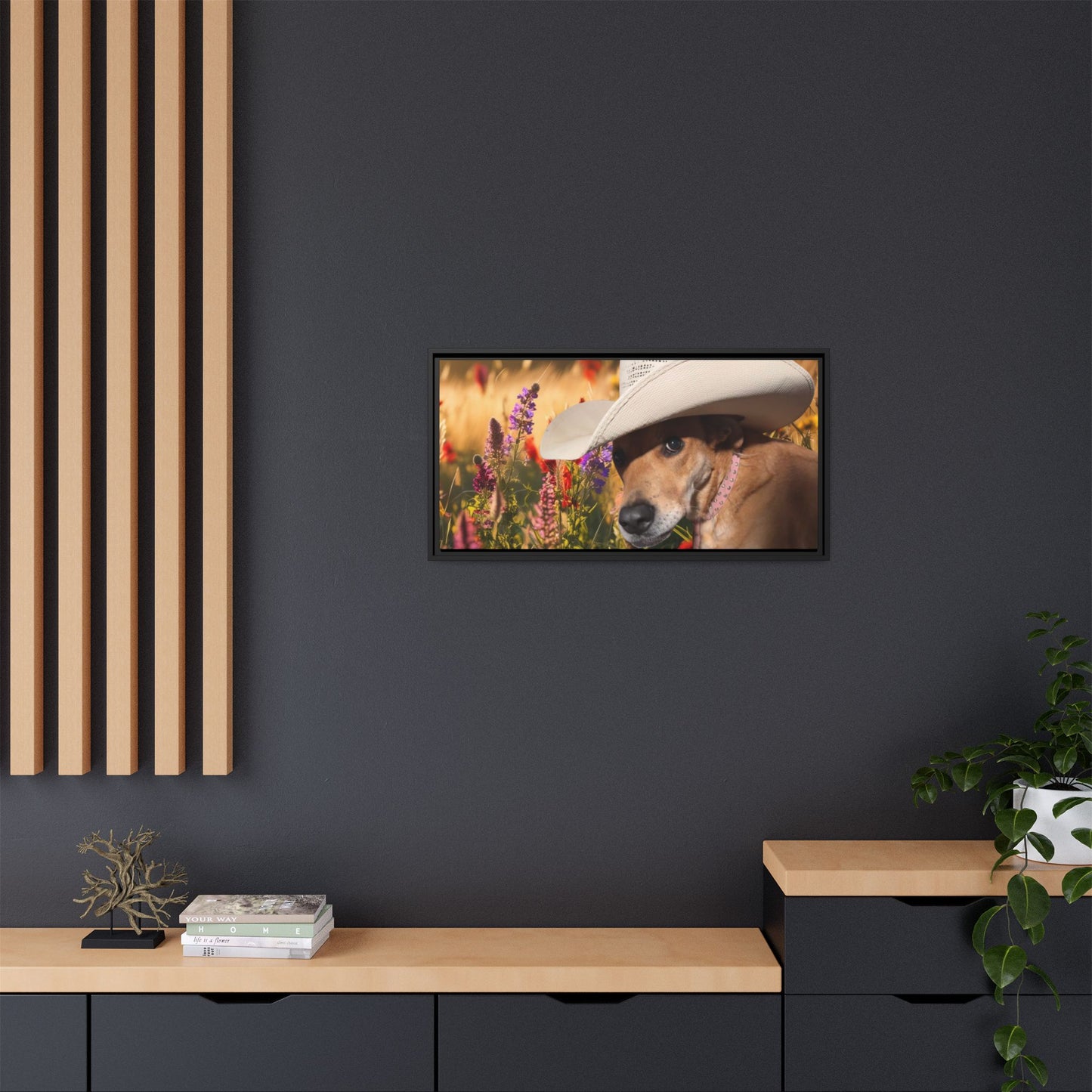 Canvas Wall Art - Peek-a-Boo Cowgirl Fanny in the flowers