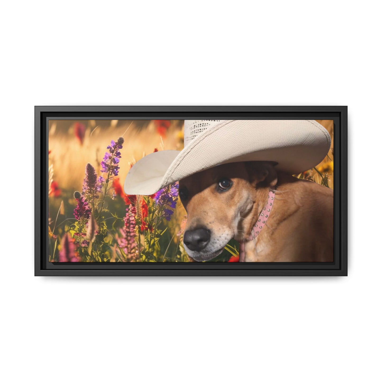Canvas Wall Art - Peek-a-Boo Cowgirl Fanny in the flowers