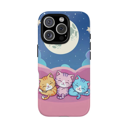 Cat Tough Cases - Cute Cats Sleeping Under the Moon and Stars Phone Case